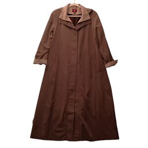 Galaxy Olive Green Trench Raincoat Removeable Hood and Liner, Maxie Length SZ 12